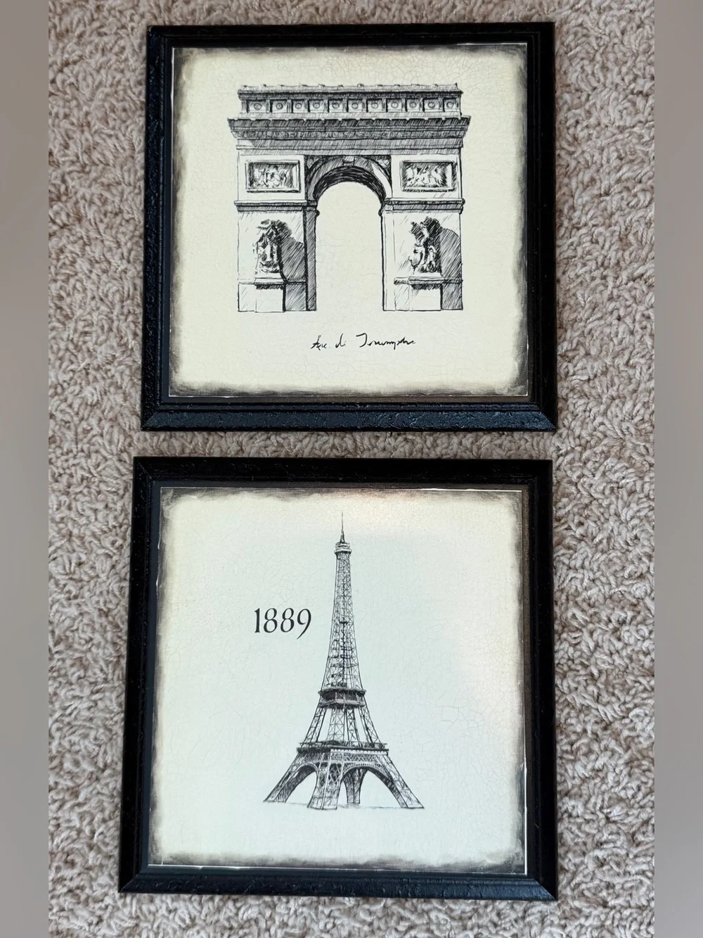 Paris Landmark Wall Art Set in Black and Cream